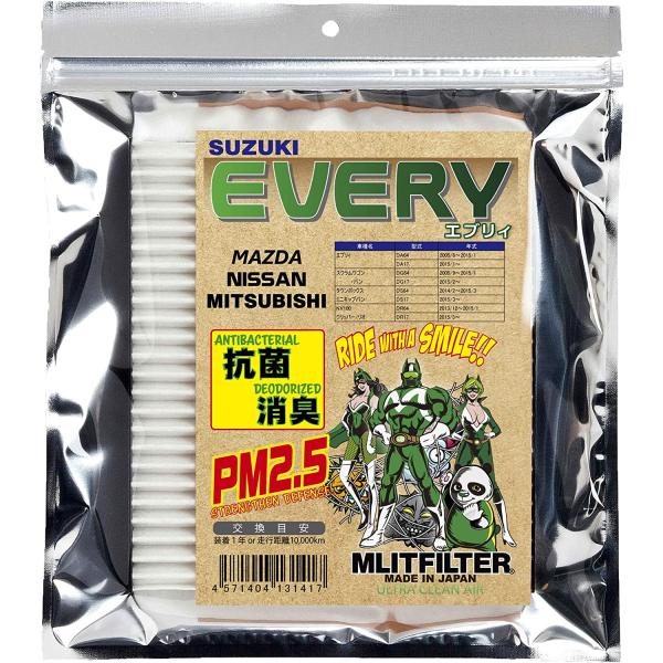 他サイト： (ポストにお届け) エムリットフィルター スズキ エブリイ (DA64,DA17) D-120_EVERY エムリット MLITFILTER エアコンフィルターの商品画像