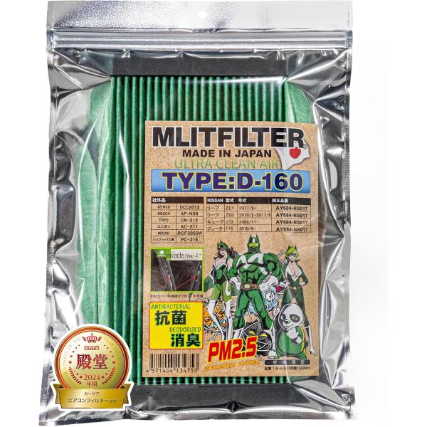 (ポストにお届け) エムリットフィルター 日産キューブ Z12 ジューク F15 リーフ ZE0 ZE1 用 D-160 エムリット MLITFILTER エアコンフィルター