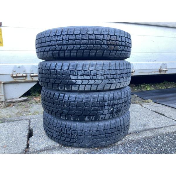 送料無料◆155/70R13/冬4本/残溝約7㎜/製造2019年/ダンロップ 13 インチ 冬 スタッドレス タイヤ 4本 セット 155/70R13 残溝約7mm弱