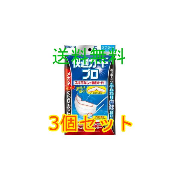 快適ガードプロ　プリーツタイプ　ふつうサイズ　５枚入　3個セット　白元アース　全国一律送料無料　2021年8月25日発売