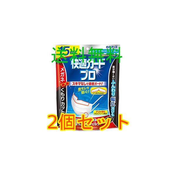 快適ガードプロ　プリーツ　ふつう　１５枚入　2個セット　白元アース　全国一律送料無料　２０２１年９月１５日発売