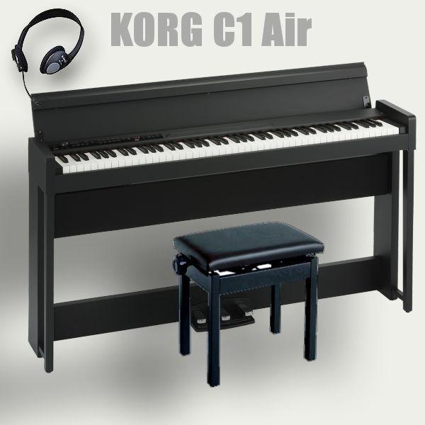 KORG 電子ピアノ 88鍵盤 C1 Air BK コルグ 高低椅子(純正) ヘッドホン 