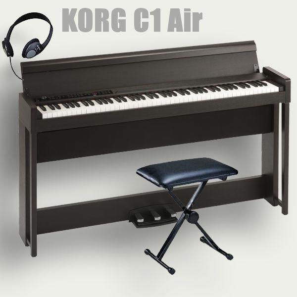 電子ピアノ 88鍵盤 KORG C1 Air BR コルグ 椅子(純正) ヘッドホン付 