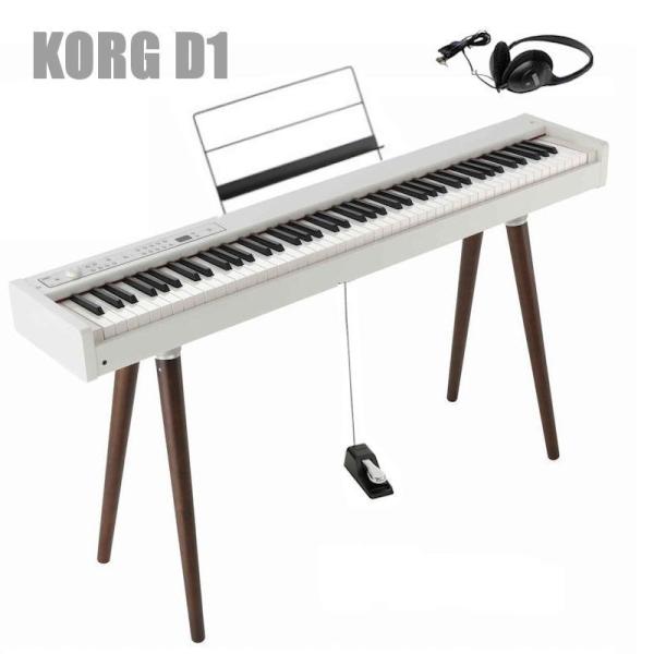 KORG D1 WH 専用木製スタンド ST-WL  ヘッドホン セット コルグ電子ピアノ スピーカーレス