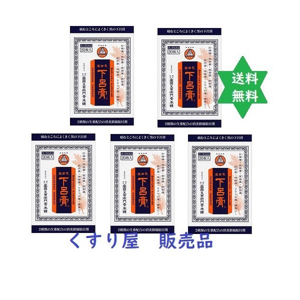 【第3類医薬品】ゲロコウ 黒の下呂膏20枚入 5箱 炎症鎮痛の張り薬,価格変更致します.漢方/送料当店負担.
