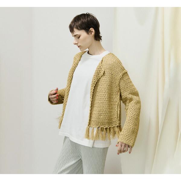SALE40%OFF //unfil アンフィル double honeycomb mesh fringed cardigan ボタンレスカーディガン WVSP-UW111