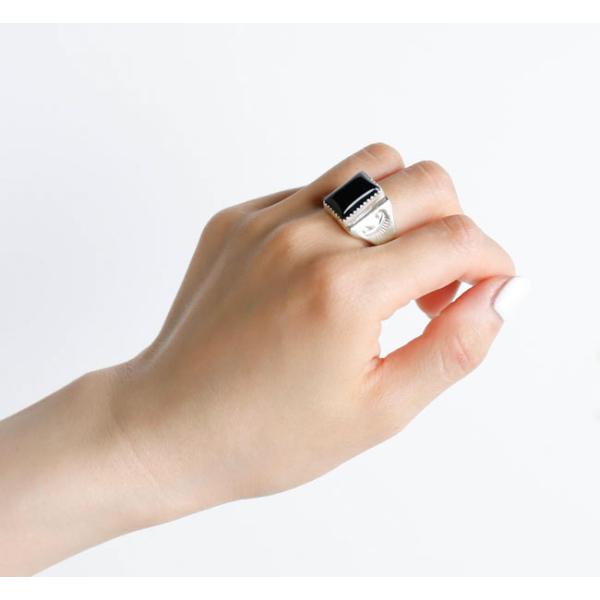 インディアンジュエリー　オニキスリング indian jewelry インディアンジュエリー ナバホ シルバー925 スクエア
