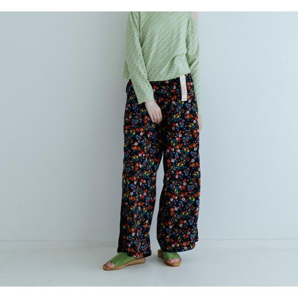 MEYAME メヤメ SIDE LINE WIDE PANTS (FLOWER) サイドライン ワイドパンツ フラワープリント MEY-1620