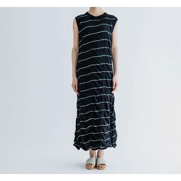MEYAME メヤメ MEY-2403 ノースリーブ ワンピース TUCKED JACQUARD BORDER SLEEVELESS DRESS