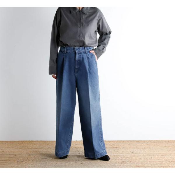 mizuiro ind ミズイロインド 1-260087DM wide denim slacks ワイド