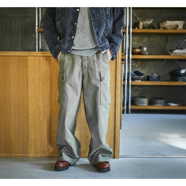 Orslowオリーブグリーン カーゴパンツワークパンツ バックポケット付き Orslowオリーブグリーン カーゴパンツワークパンツ バックポケット付き
