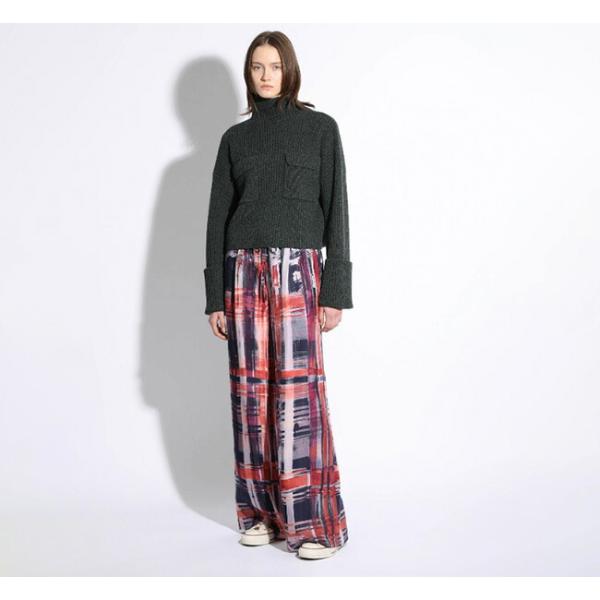 SALE40%OFF //SACRA サクラ 125606112 ブラッシュペイントチェック ワイドパンツ BRUSH PAINTING PLAID PANTS