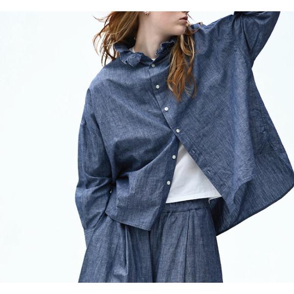 Yarmo ヤーモ Dungaree Ruffle Shirts S28 SALE30%OFF // Yarmo ヤーモ Dungaree Ruffle Shirts ダンガリー