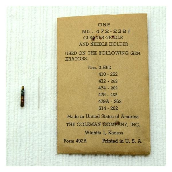 コールマン クリーナーニードル＆ニードルホルダー、1940-50年代のNOS(新古品)です。このパーツのイメージを写真5枚目に掲載しました。ジェネレーターの先端の針のことです。以下、適合モデルです。<ジェネレータ品番とモデル名>...