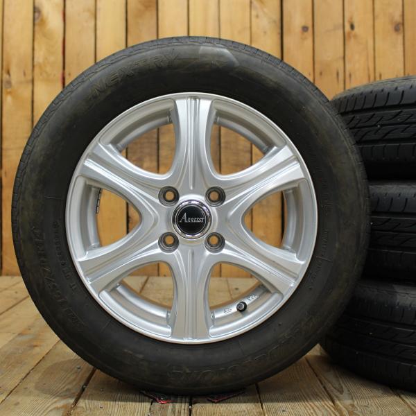 ノート マーチ パッソ ヴィッツ フィット デミオ　等に♪　165/70R14 新品 ブリヂストン ノーマルタイヤ　＆　中古アルミホイール　セット 4本価格 oldgear-chiba_240908-5542-165s
