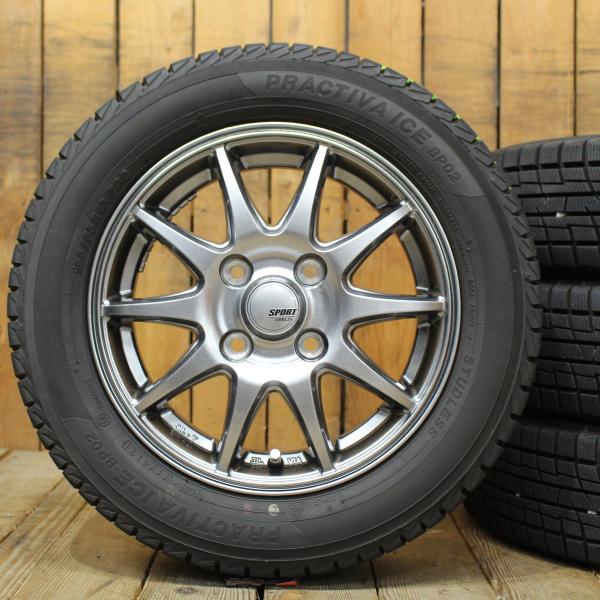 ブリヂストン　スタッドレスタイヤ＋アルミホイール４本セット155/65R13 ラパン EKワゴン  アルト ムーヴ タント ミニカ　バモス ヨコハマタイヤ（YOKOHAMA TIRE） モコ ライフ MRワゴン ワゴンR