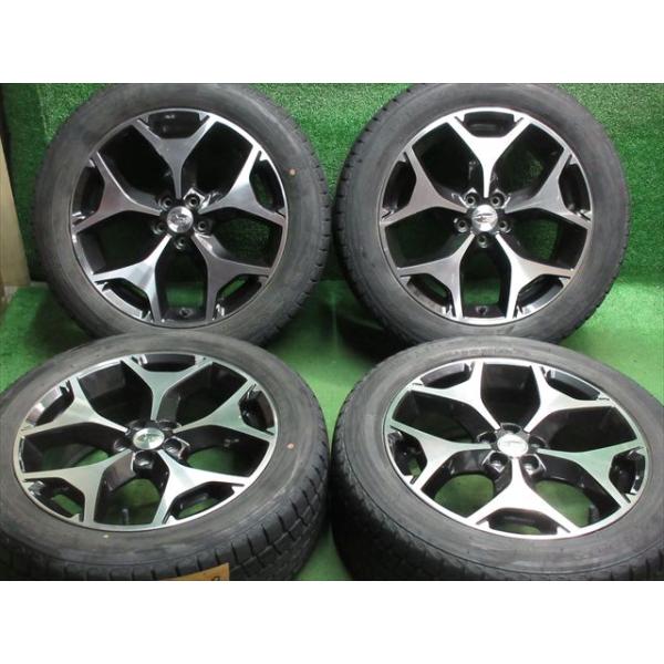 中古 ホイールタイヤ 4本 225/55R18 2015年製 5分山 スバル フォレスター 純正 スタッドレス タイヤ ダンロップ ウィンターMAXX SJ8