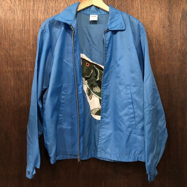 Cap'n Jac Vintage Fishing Jumping Bass Patch Nylon Jacket Cap'n Jac Vintage Fishing Jumping Bass Patch Nylon Jacket
