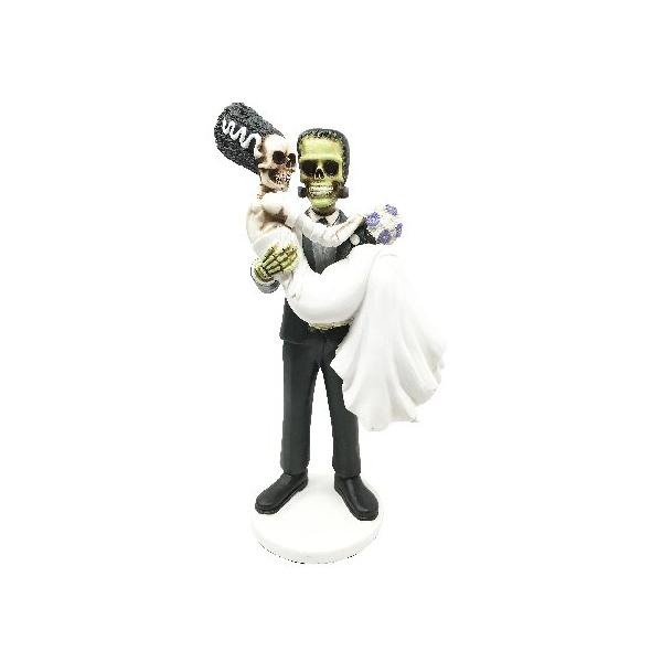 【並行輸入品】 Day Of The Dead Wedding Skeleton Frankenstein Skull Bride And Groom Couple Figurine Dia De Muertos Sculpture Gift