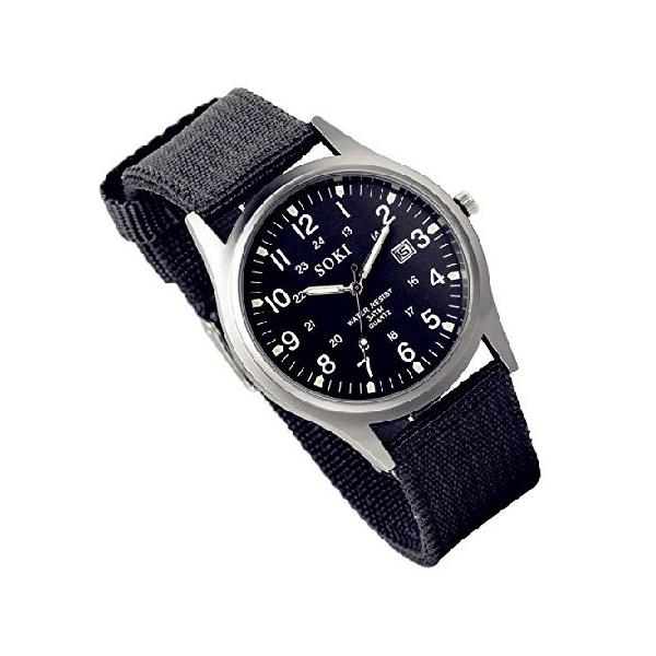 【並行輸入品】 Lancardo Simplicity アナログ クォーツウォッチ 織りナイロンバンド 夜光針 ミリタリータイム 24H (ブラック) クリスマス用, スポーツ。