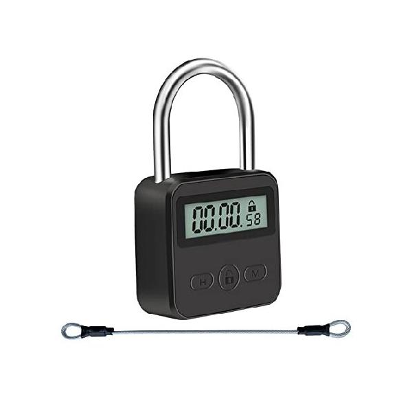 南京錠 チェーンロック タイマー式」の人気商品一覧 | 安い商品を通販サイトから探す - 価格.com 3X メタルタイマーロック LCDディスプレイ 多機能 電子時間 99時間 最大タイミング USB充電式タイマー南京錠、ブラック