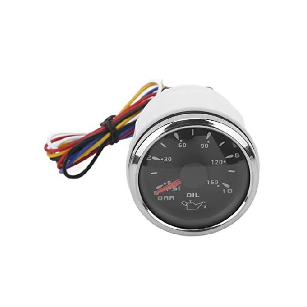 【並行輸入品】 Oil Pressure Gauge, Press Pressure Gauge Pointer 52mm/2.0inch 10?184|? Colourful Backlight Adjustable Universal for Cars Boats (Black)