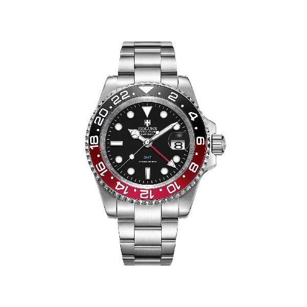 【並行輸入品】 LOREO Men's GMT Automatic Watch Luxury Sapphire Waterproof Stainless Steel Luminous Business Watch