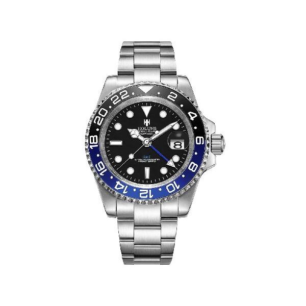 【並行輸入品】 Men's GMT Automatic Watch Ceramic Bezel Luxury Sapphire Waterproof Stainless Steel Luminous Business Watch