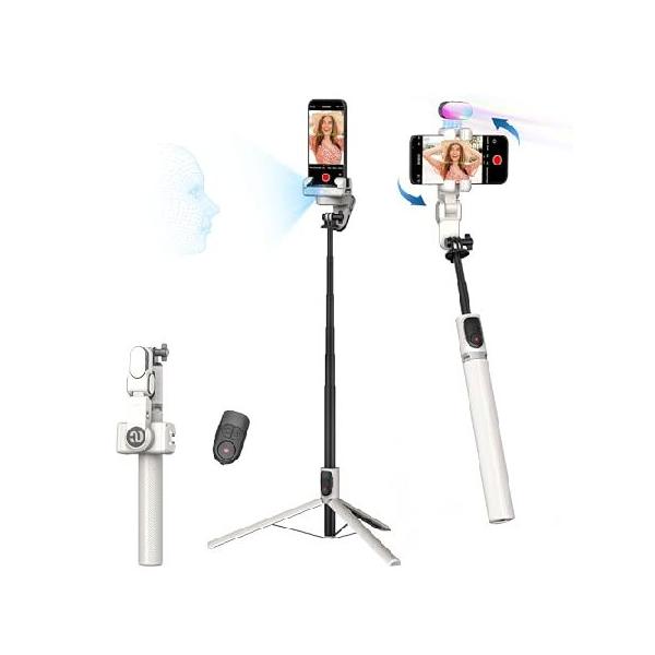 【並行輸入品】 AOCHUAN 自動顔追跡三脚 360度回転 スタンド付き iPhone Android用 自撮り棒 電話スタンド 360度回転 ビデオ録画用 電話ホルダー フォローユー