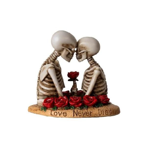 【並行輸入品】 Pacific Giftware Til Death Do Us Part スケルトン カップルの置物 Love Never Dies ローズ像 結婚式やゴシックホームデコレーションに最適 高
