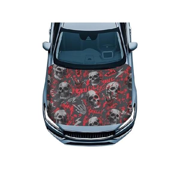 【並行輸入品】 Brosoneto Skull Car Hood Cover Wrap Auto Hood Protector Halloween Decoration Outdoor Exterior Car Accessories for Family Friend Women M