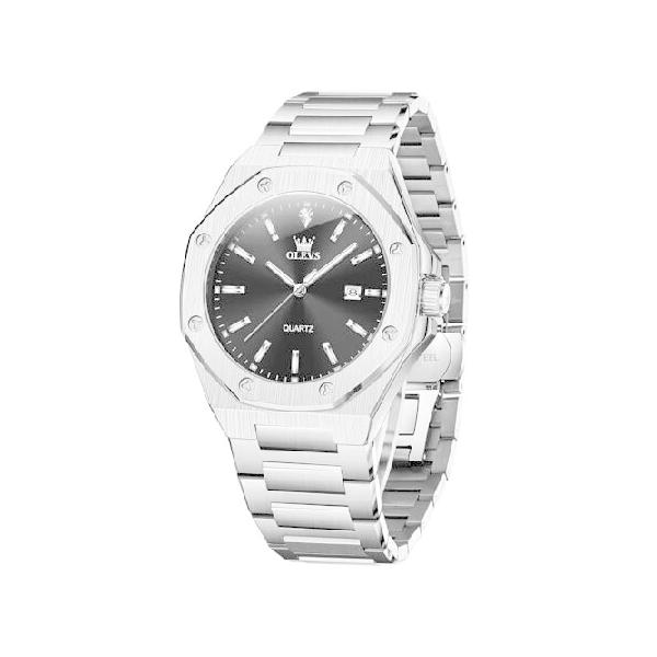 【並行輸入品】 OLEVS Stainless Steel Watches for Men Large Face Black Dial Minimalist Mens Cuff Watch Nice Gentleman Quartz Battery Analog Watch Men C