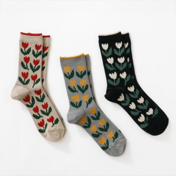 フレンチブル 靴下 チューリップソックス French Bull メール便送料無料(対象商品2点以上) 2026年春夏新作 レディース おしゃれ かわいい 花柄 プレゼント 女性