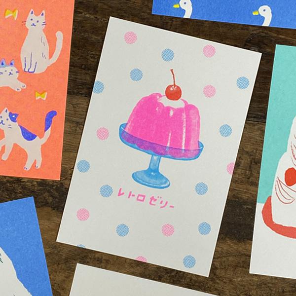版画のような温かみのある風合いが特徴の「レトロ印刷 JAM」さんとコラボしたシリーズのポストカードです。蛍光色などもあり、色鮮やかでかわいいです。季節のお手紙やバースデーカードとしてどうぞ。＊こちらの商品はメール便にてお届け出来ます。■サイ...