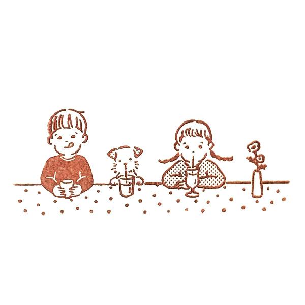 スタンプ 手帳デコ 復刻マスコハンコ 長 ひとやすみ　ますこえり グッズ はんこ かわいい 文具 文房具 レトロ雑貨 ナチュラル ゴム印 デザイン