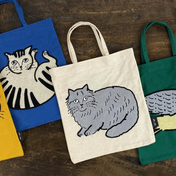 猫柄バッグ 松尾ミユキ エンブロイダリー ミニバッグ　猫グッズ 雑貨 プレゼント 女性 ねこネコ かわいい おしゃれ  可愛い ミニトートバッグ 松尾みゆき