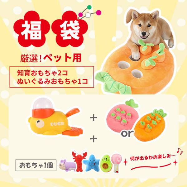 知育給餌器・ノーズワーク・ぬいぐるみの3点セット福袋。遊びながら食事管理や嗅覚刺激ができ、早食い防止やストレス発散に効果的。数量限定でプレゼントにも最適、可愛いデザインで日常にも馴染む知育おもちゃセット。【サイズ】 【ノーズワーク】にんじん...