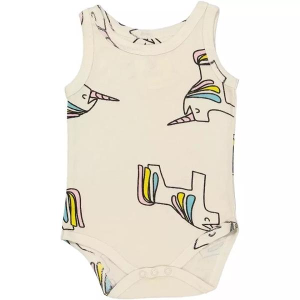 Hugo Loves Tikiのロンパース。ユニコーンがゆめかわいい、素敵な夢が見れそうな一着♪インポートらしいデザインなのでお祝いにも◎