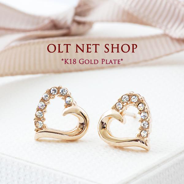 ピアス レディース オープンハート czダイヤ 18金 18k