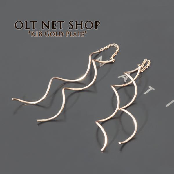 ピアス 18金 18K レディース アメリカン ロング ピンクゴールド K18GP