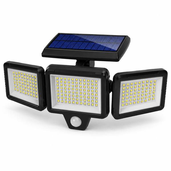 最大2500ルーメン 210LED 3面発光 ソーラーライト 屋外 防水 センサー