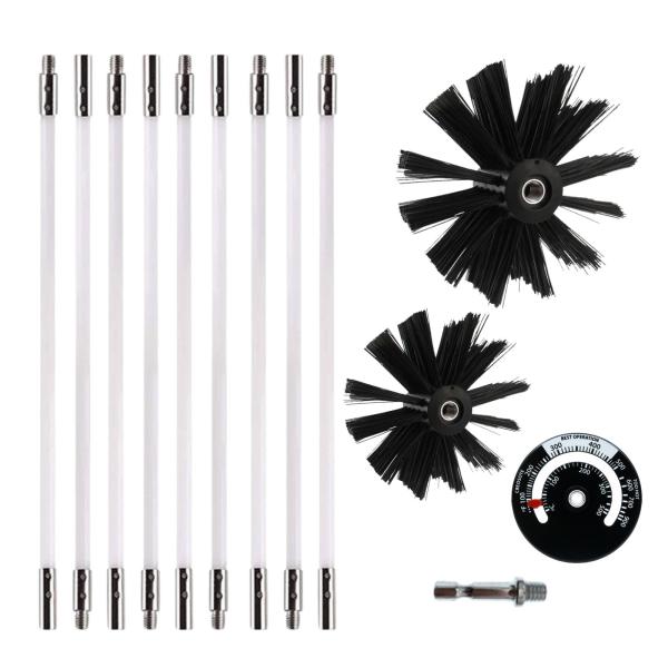 プロ並みの仕上がりを家庭で。強力煙突掃除ブラシセット：10cmと15cmの2種類ブラシで、煙突や配管の奥までスッキリ清掃。薪ストーブ・暖炉・ボイラーのすすやタールを徹底除去。ストーブ掃除に最適なブラシセット。電動ドリル対応で圧倒的な清掃力を...