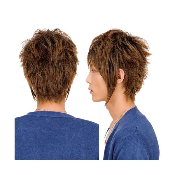 耐熱 ウィッグ メンズ 自然 ショート V系 コスプレ かつら 男性 エッジスパイク ミルキーブラウン おしゃれ かっこいい 医療用 フルウィッグ Apaproduction Fr