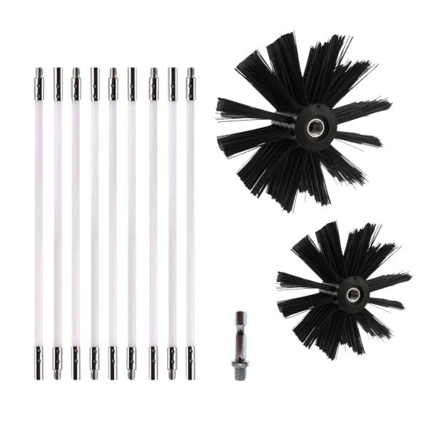 多機能で強力な煙突掃除ブラシセット：10cmと15cmの2種類のブラシが付属し、薪ストーブなどの煙突やその他の配管の奥深くまで届く設計。難しい場所もすっきり掃除でき、家庭でもプロ並みの仕上がりが期待できます。電動ドリル対応でパワフルに煙突掃...