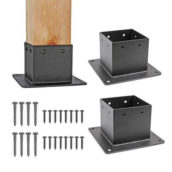 支柱固定金具 90ミリ角柱は、簡単設置でDIY初心者も安心：ウッドデッキやラティス、パーゴラ、テラスの支柱を簡単に固定できる金具セット。初心者でもスムーズに柱を設置可能で、プロのような仕上がりを実現できる柱固定金具のセットです。多様な支柱に...