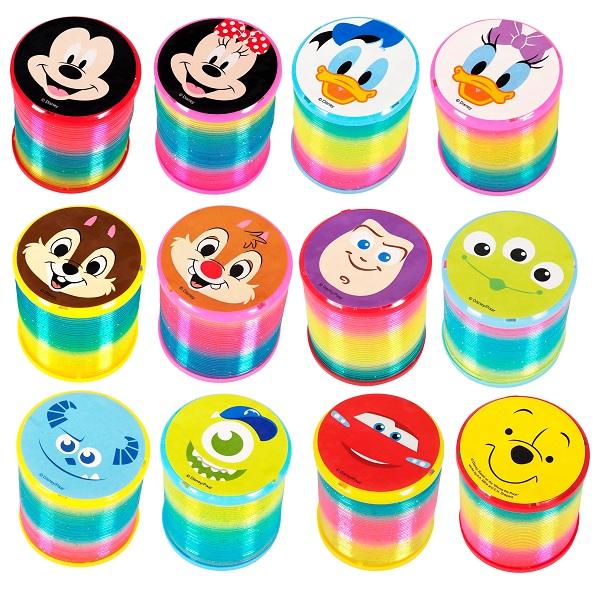 【商品名】ディズニー光るピカピカスプリング【12個セット】【商品サイズ】サイズ：H60×W55×D55mm【色】12種アソート。色・柄の指定は出来ません。【注意事項】こちらの商品は業務用商材の為、不良品が出たとしても返品・交換・返金は一切出...