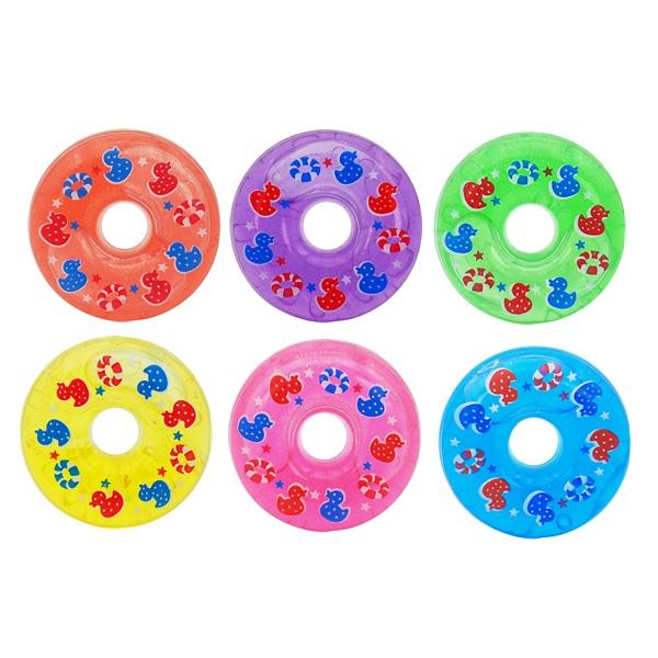 【商品名】ドーナツキラキラスライム粘土ミニ【48個セット】【商品サイズ】本体サイズ：直径47×D18mm【色】6種アソート。色・柄の指定は出来ません。【注意事項】こちらの商品は業務用商材の為、不良品が出たとしても返品・交換・返金は一切出来ません。