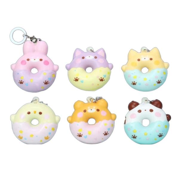 スクイーズチャーム アニマルドーナツ 12個セット　景品 縁日 お祭り 夏祭り 景品玩具 おもちゃ 子供会 自治会 知育玩具 知育 ランチ景品 お子様ランチ イベント
