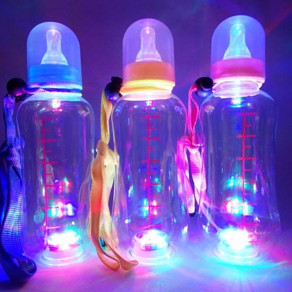 光る哺乳瓶ボトルストラップ付カラフル 12入 光るボトル 電球