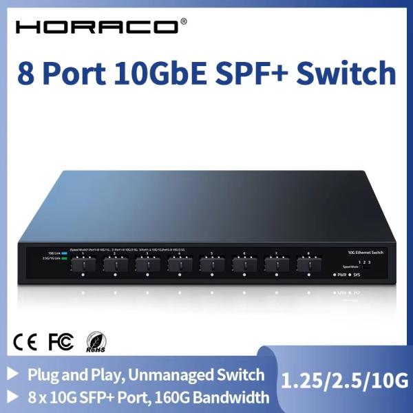 10Gigabit SFP+ 8ポート搭載アンマネージド スイッチングハブ ZX-SWTG1C8F HORACO